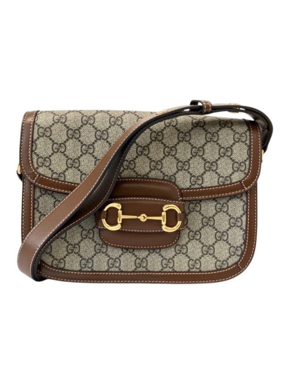 Gucci 1955 Horsebit GG Supreme Shoulder Bag Beige Brown